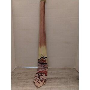 Hand-Painted Beige & Brown Tie With Scenic Design